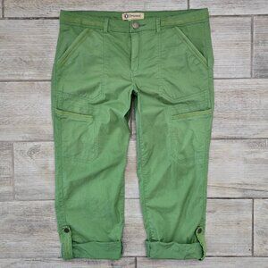 Democracy Flex Ellent Cargo Capri Pant Women Kelly Canvas Accent Lightweight 12